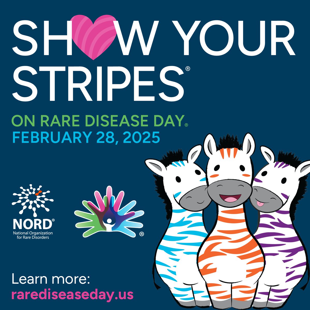 Did you know that zebras are the official symbol of rare diseases? #ShowYourStripes on February 28 for #RareDiseaseDay!