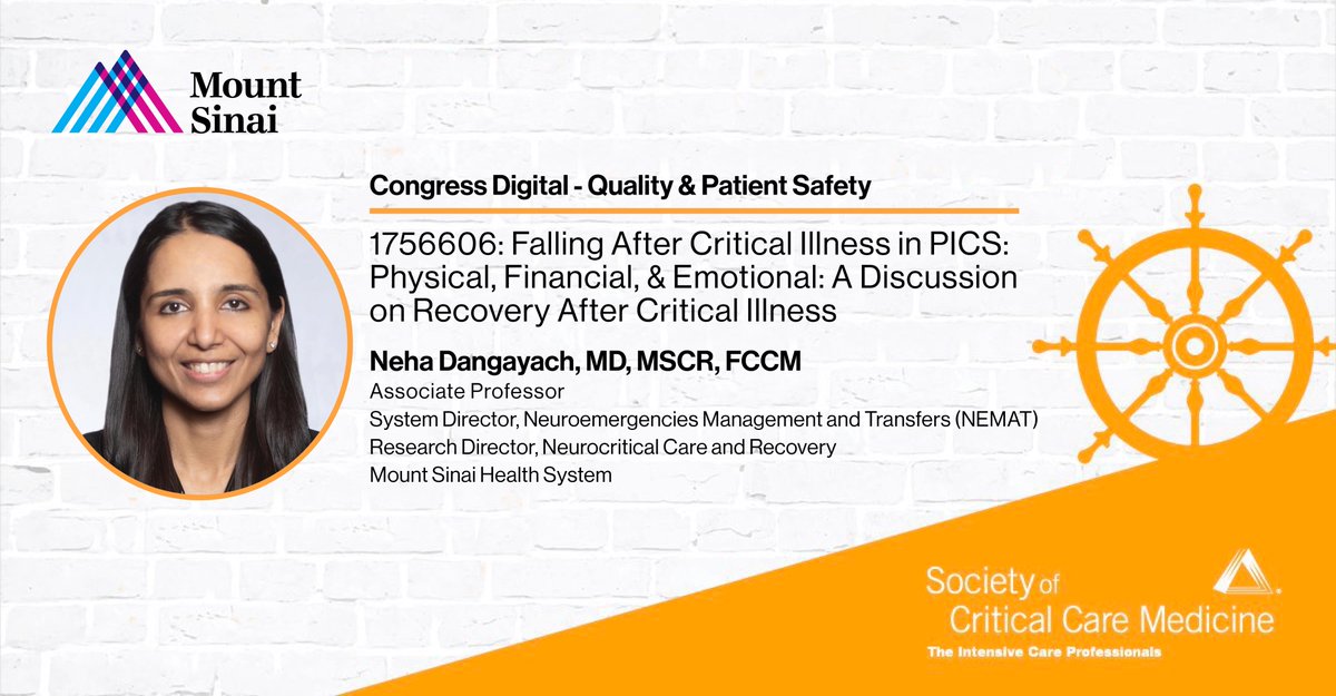 Mount Sinai Neurosurgery (@mountsinaineuro) on Twitter photo #SCCM2025 Congress Digital Session
<a href="/drdangayach/">Neha Dangayach MD MSCR FAAN FANA FCCP FCCM FNCS</a> | 1756606 |
<a href="/SCCM/">SCCM</a> Falling After Critical Illness in PICS: Physical, Financial, & Emotional: A Discussion on Recovery After Critical Illness 🧠 <a href="/MountSinaiNCC/">MountSinaiNCC</a> #SCCM2025 Congress Digital Session
<a href="/drdangayach/">Neha Dangayach MD MSCR FAAN FANA FCCP FCCM FNCS</a> | 1756606 |
<a href="/SCCM/">SCCM</a> Falling After Critical Illness in PICS: Physical, Financial, & Emotional: A Discussion on Recovery After Critical Illness 🧠 <a href="/MountSinaiNCC/">MountSinaiNCC</a>
