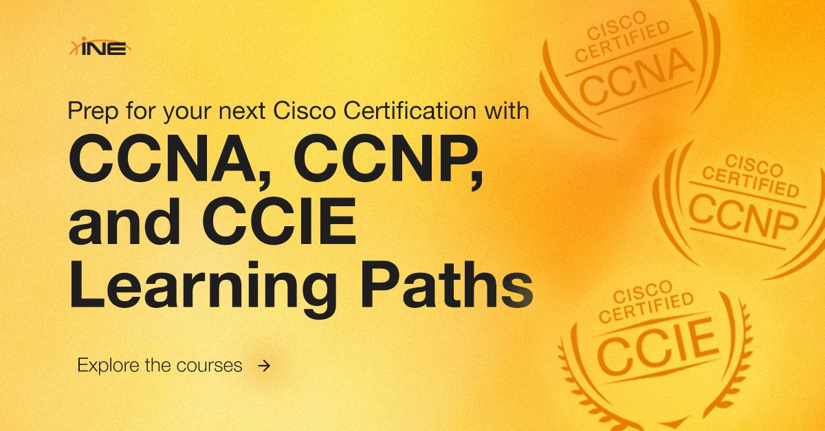 INEsecurity's tweet image. Wherever you are on your Cisco certification journey -- CCNA, CCNP, or CCIE -- we've got the exam prep to help you pass with flying colors! 🔥 Check out the Cisco training that's helped THOUSANDS of Networking professionals: bit.ly/3D1V3mS 

#cisco #ccna #networkengineer