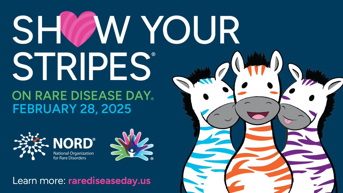One week until #RareDiseaseDay! 🦓 On Feb. 28, we unite for the 300 MILLION people worldwide living with a #RareDisease. 💙💜💚

This is your moment to step up: #ShowYourStripes, share your story, and take action with NORD! Check out our social media toolkit and other resources