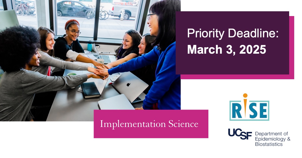 Join #UCSF for Research in Implementation Science for Equity (RISE)! This all-expenses-paid training opportunity is designed for junior faculty underrepresented in biomedical sciences. Apply by March 3 for priority consideration: ow.ly/um5o50V2rN2 
#DiversityInResearch