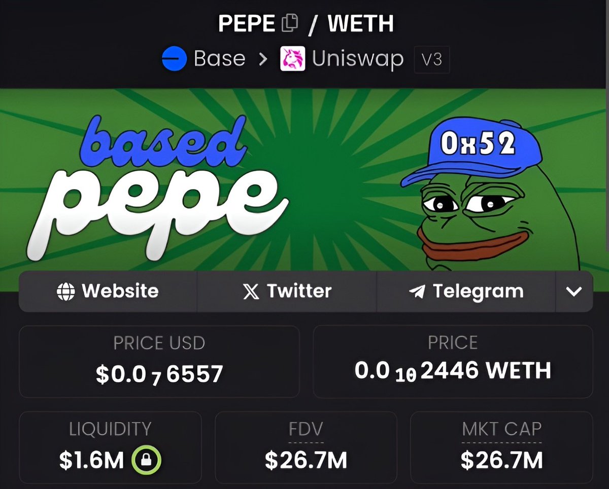 solnarium's tweet image. I'm buying more #BasedPepe and #BasedApu at these levels

- Great teams and communities
- Leveraged bet on $PEPE 
- Down +80% from ATHs 

These coins will reverse hard along with $ETH
Plus 'Base szn'

Simply low risk, high reward