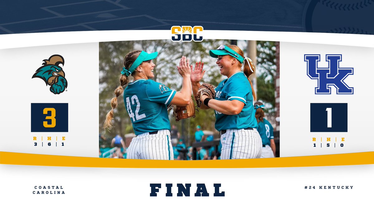 Sun Belt (@sunbelt) on Twitter photo ππ’ππ¦π§ππ ππππ¦π¦ππ.
<a href="/CoastalSoftball/">Coastal Carolina SB</a> tops No. 24 Kentucky behind Keirstin Roose's go-ahead 2-run home run in the 5th inning and a complete game in the circle by Nicolette Picone. #SunBeltSB βοΈπ₯ ππ’ππ¦π§ππ ππππ¦π¦ππ.
<a href="/CoastalSoftball/">Coastal Carolina SB</a> tops No. 24 Kentucky behind Keirstin Roose's go-ahead 2-run home run in the 5th inning and a complete game in the circle by Nicolette Picone. #SunBeltSB βοΈπ₯