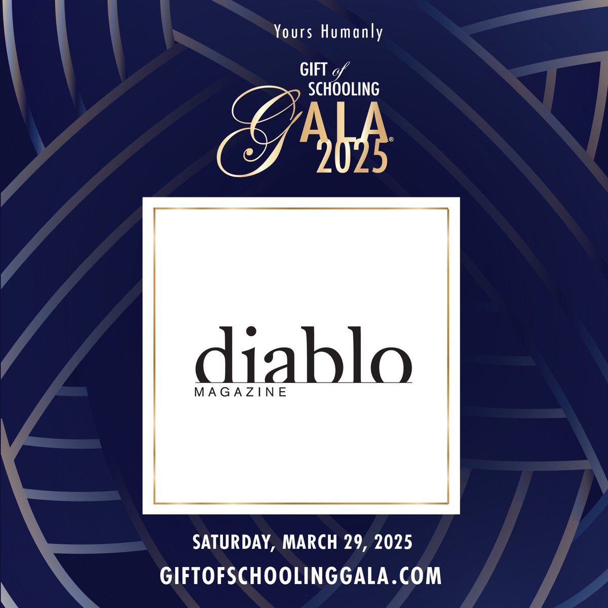 Yours Humanly (@yourshumanly) on Twitter photo With deep appreciation, we announce that <a href="/DiabloMagazine/">Diablo Magazine</a> is once again the exclusive East Bay magazine sponsor for the Yours Humanly annual Gift of Schooling Gala, our signature fundraiser benefiting children in need. Thank you, Diablo Magazine, for supporting our mission and With deep appreciation, we announce that <a href="/DiabloMagazine/">Diablo Magazine</a> is once again the exclusive East Bay magazine sponsor for the Yours Humanly annual Gift of Schooling Gala, our signature fundraiser benefiting children in need. Thank you, Diablo Magazine, for supporting our mission and