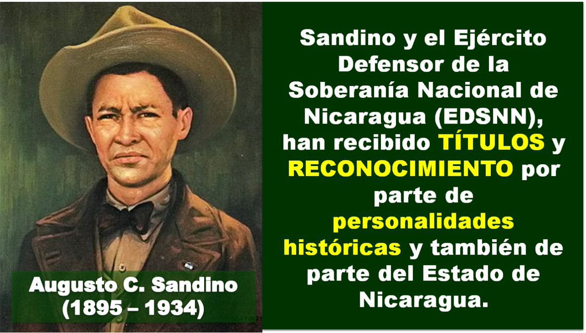 Sin duda algunas el general Sandino fue reconocido a nivel del itsmo Centroaméricano y más allá un ejemplo de muchos pueblos 
#SandinoLuzyVerdad 
#UnidosEnVictorias