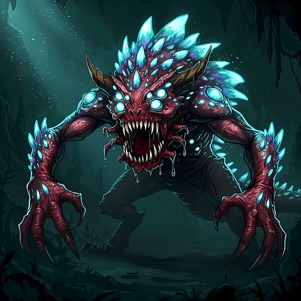 RiklawDesigns's tweet photo. Just cooked up a new creature design: crystal-encrusted horror!  Thoughts on this menacing dude? 🤔

What do you think?  Repost if you're feeling it!

Available on 50 products in RedBubble 👉 https://t.co/NOa5bZjkvz

#monsterart #fantasy https://t.co/LDL9UJGRVl