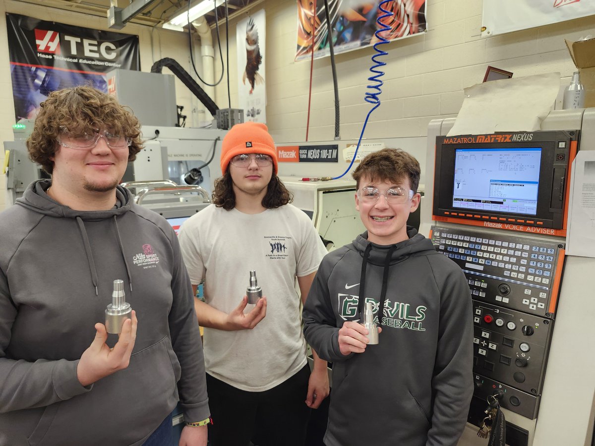 GTC Machine Tool/CNC Machining Technology (@gtc_cnc_mt) on Twitter photo MT3 #GHS Maddox, Lucas, & Sam learning to program a CNC Lathe and doing well
<a href="/GreenevilleCity/">GCS</a> <a href="/GreeneCoSch/">Greene Co TN Schools</a> <a href="/GreeneTechCtr/">GTC - Greene Technology Center</a> #cncmachining #tncte <a href="/aaronflanary/">Aaron Flanary</a> <a href="/GreenevilleTown/">Town of Greeneville</a> <a href="/GreeneIndustry/">Greene Co. Industry</a> <a href="/kimbunchcook/">Kim Cook</a> <a href="/TeresaBClarkson/">Teresa Berden Clarkson</a> #CTEMonth MT3 #GHS Maddox, Lucas, & Sam learning to program a CNC Lathe and doing well
<a href="/GreenevilleCity/">GCS</a> <a href="/GreeneCoSch/">Greene Co TN Schools</a> <a href="/GreeneTechCtr/">GTC - Greene Technology Center</a> #cncmachining #tncte <a href="/aaronflanary/">Aaron Flanary</a> <a href="/GreenevilleTown/">Town of Greeneville</a> <a href="/GreeneIndustry/">Greene Co. Industry</a> <a href="/kimbunchcook/">Kim Cook</a> <a href="/TeresaBClarkson/">Teresa Berden Clarkson</a> #CTEMonth