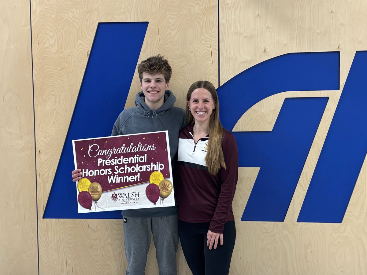 Hey! Hailey Galbreath from Walsh University stopped by today to let Nate Teeple know that he is receiving a Presidential Honors Scholarship. Full tuition - won’t pay a dime. Congratulations to Nate and his family! <a href="/WalshUniversity/">Walsh University</a>