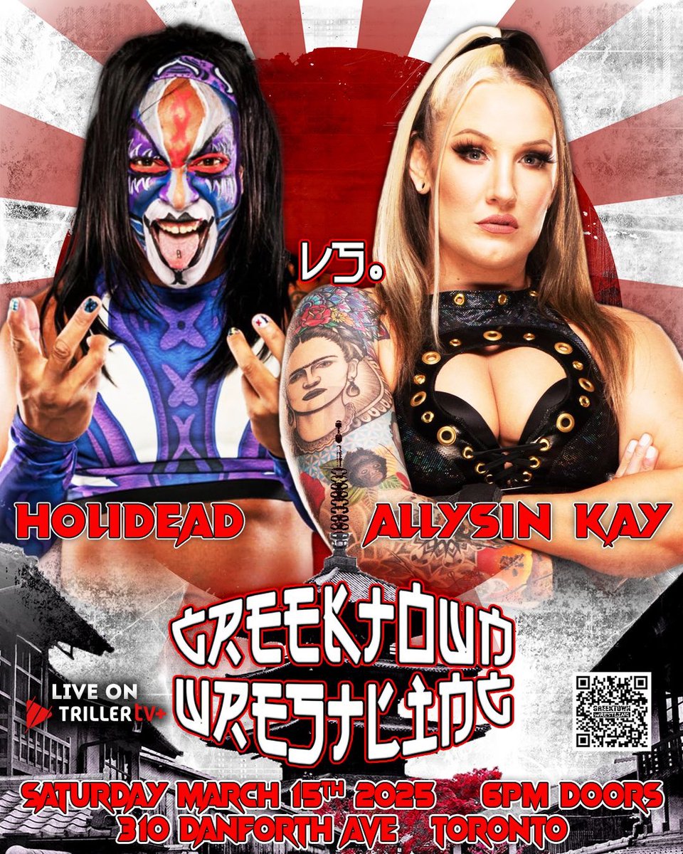 Greektown Wrestling (@grkwrestling) on Twitter photo TORONTO 🚨 2X #TNA KNOCKOUTS CHAMP <a href="/TheAllysinKay/">Allysin Kay</a> HAS BEEN DOMINANT IN GREEKTOWN! 🔥 <a href="/wowsuperheroes/">WOW - Women Of Wrestling</a>’ <a href="/holidead/">Holidead</a> IS POISED TO DETHRONE THE QUEEN LIVE ON <a href="/fitetv/">Mat Ngot</a> 3/15 WORLDWIDE! 😮💨 GET TICKETS OR STREAM! LINK IN BIO 💯 #TRILLERTV #WOW #GREEKTOWNWRESTLING #WOMENSWRESTLING TORONTO 🚨 2X #TNA KNOCKOUTS CHAMP <a href="/TheAllysinKay/">Allysin Kay</a> HAS BEEN DOMINANT IN GREEKTOWN! 🔥 <a href="/wowsuperheroes/">WOW - Women Of Wrestling</a>’ <a href="/holidead/">Holidead</a> IS POISED TO DETHRONE THE QUEEN LIVE ON <a href="/fitetv/">Mat Ngot</a> 3/15 WORLDWIDE! 😮💨 GET TICKETS OR STREAM! LINK IN BIO 💯 #TRILLERTV #WOW #GREEKTOWNWRESTLING #WOMENSWRESTLING