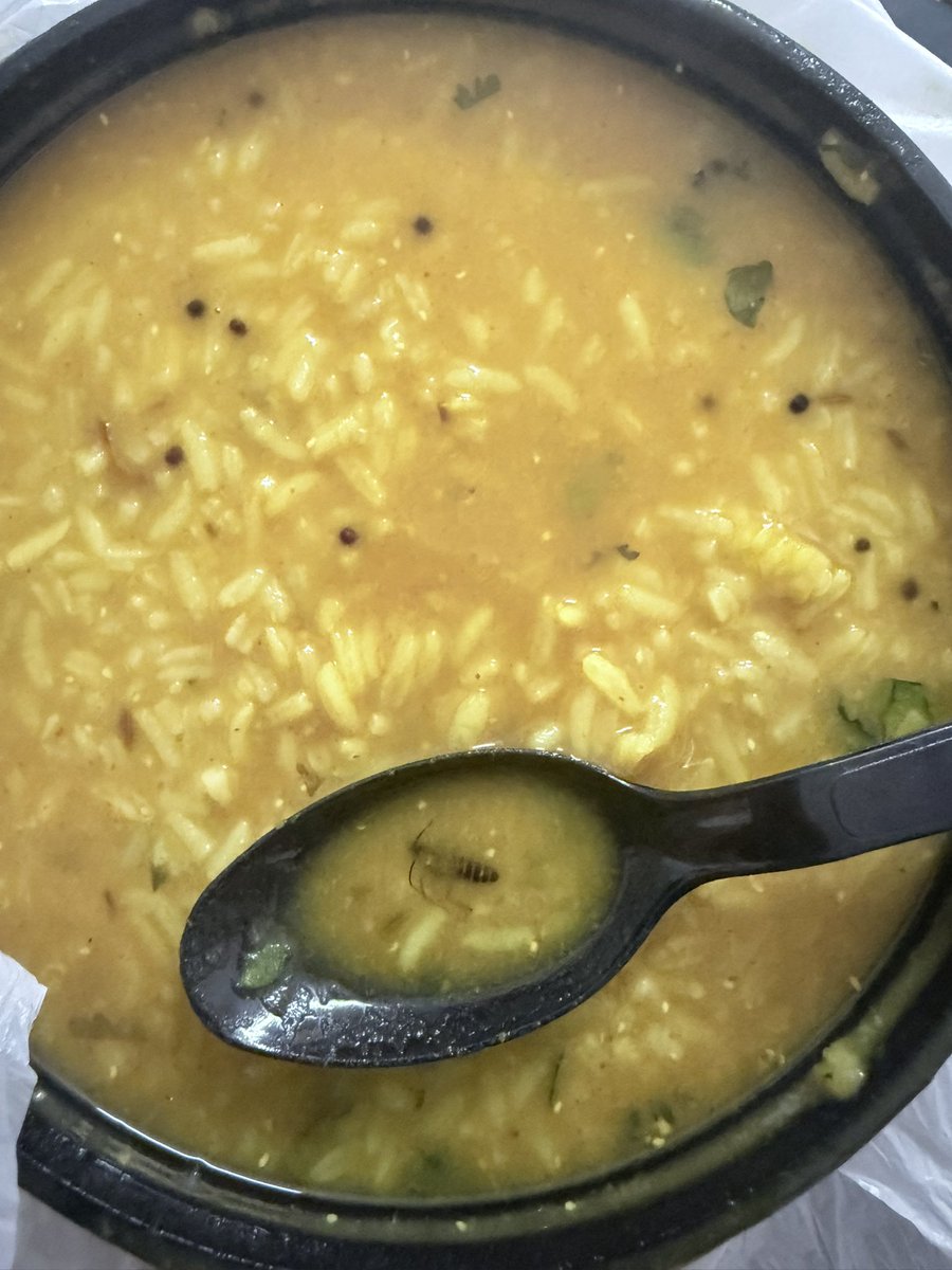 harinath9999's tweet photo. Absolutely disgusted! Found a dead cockroach in my food from Muddapappu &amp; Avakaya, Gachibowli ordered via @Swiggy @SwiggyCares. This is a serious health hazard! Immediate action needed! @fssaiindia  please look into this! #FoodSafety #Swiggy #Hyderabad. https://t.co/I4lrZKOoc9