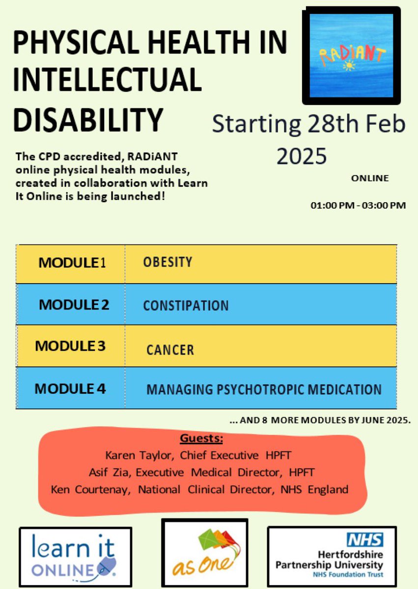 Regi Alexander (@regalexa) on Twitter photo The CPD-accredited RADiANT Online Physical Health Modules are being launched.
📅 Date: Friday, 28th February
🕐 Time: 1:00 PM - 3:00 PM
📍 Where: Microsoft Teams
If you’re not on the RADiANT invitation list already, please email elizabeth.patteril@nhs.net for an invite. The CPD-accredited RADiANT Online Physical Health Modules are being launched.
📅 Date: Friday, 28th February
🕐 Time: 1:00 PM - 3:00 PM
📍 Where: Microsoft Teams
If you’re not on the RADiANT invitation list already, please email elizabeth.patteril@nhs.net for an invite.