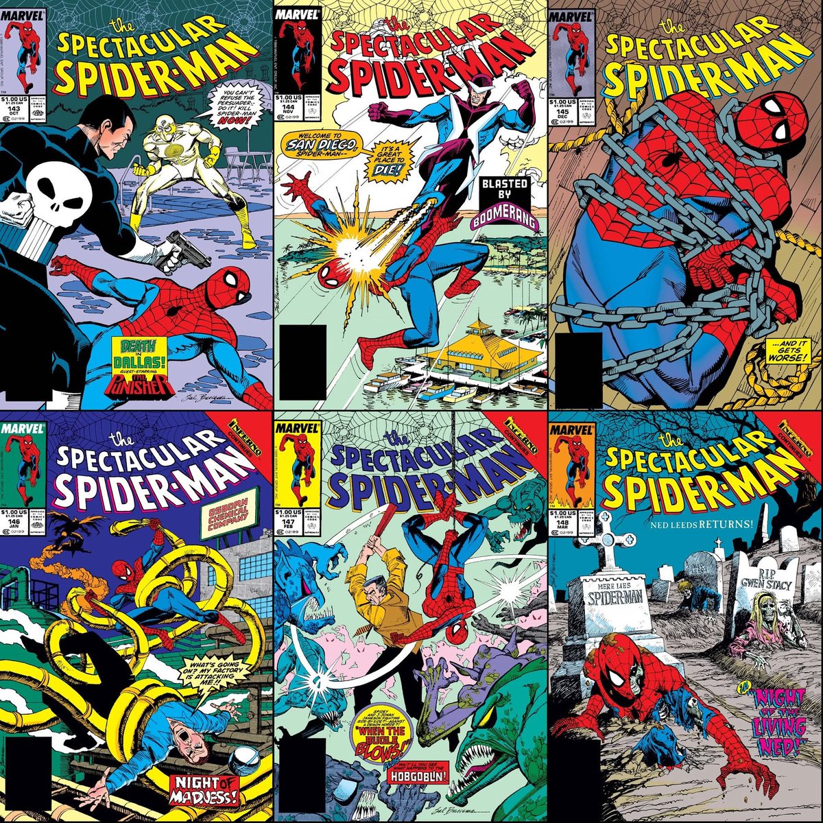 Peter Parker, the Spectacular Spider-Man #143-148 cover dated October 1988-March 1989