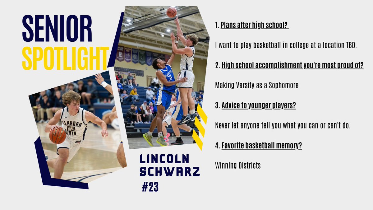 Elkhorn South Boys Basketball Booster Club (@eshsbbboosters) on Twitter photo Today's senior is <a href="/SchwarzLincoln/">Lincoln Schwarz</a> . Thank you for your strength and grit under the basket! Congrats on a great four years!
Good Luck to all our seniors and players in their last home game TONIGHT! See you in The Cell. #rollstorm Today's senior is <a href="/SchwarzLincoln/">Lincoln Schwarz</a> . Thank you for your strength and grit under the basket! Congrats on a great four years!
Good Luck to all our seniors and players in their last home game TONIGHT! See you in The Cell. #rollstorm
