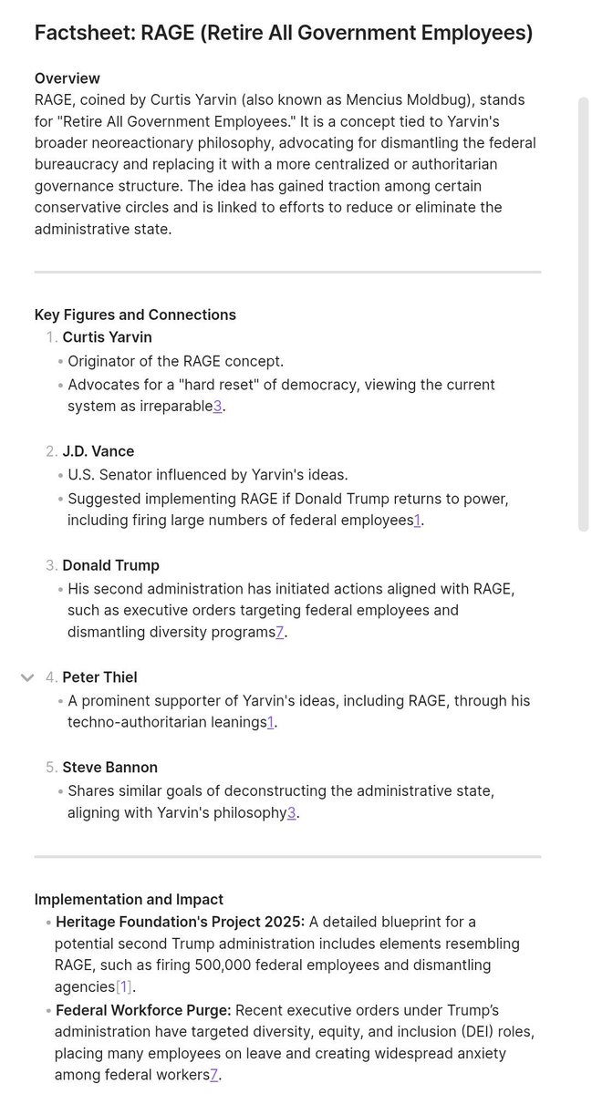 Andreas_Adam's tweet photo. @JohannesHano "The Far Right Broligarchy of Yarvin, Thiel and Musk"
https://t.co/xi9N9tKPI0
„These people think American democracy is a failed experiment and want it replaced by a new fascist liberty, ruled by someone akin to a monarch/CEO”
RAGE (Retire All Government Employees) = DOGE. https://t.co/DolkncAtJv