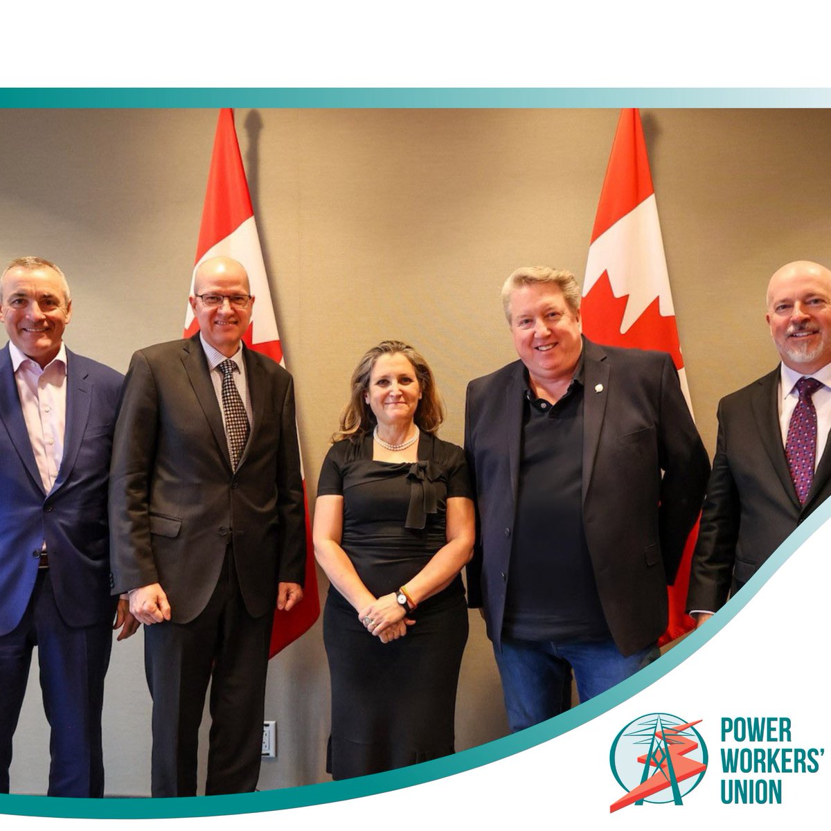 The PWU met with industry business leaders and Deputy Prime Minister/Minister of Finance Chrystia Freeland, to discuss strategic planning regarding Energy infrastructure and staying competitive with the American energy Markets.

#PWUConnects