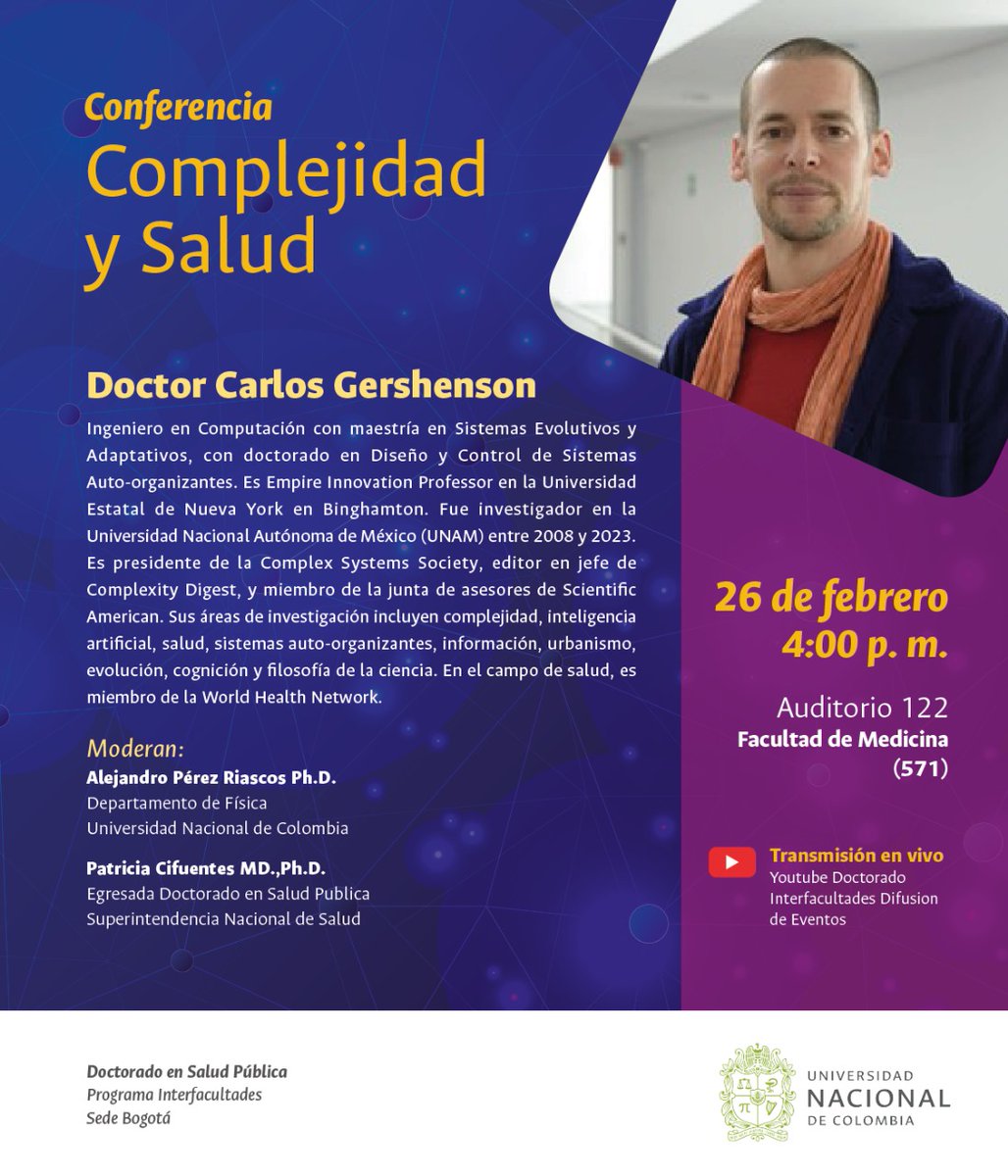 Nos vemos la próxima semana en Bogotá 🇨🇴... o en YouTube.
<a href="/UNALOficial/">Universidad Nacional de Colombia</a> <a href="/BogotaUNAL/">Sede Bogotá - Universidad Nacional de Colombia</a>