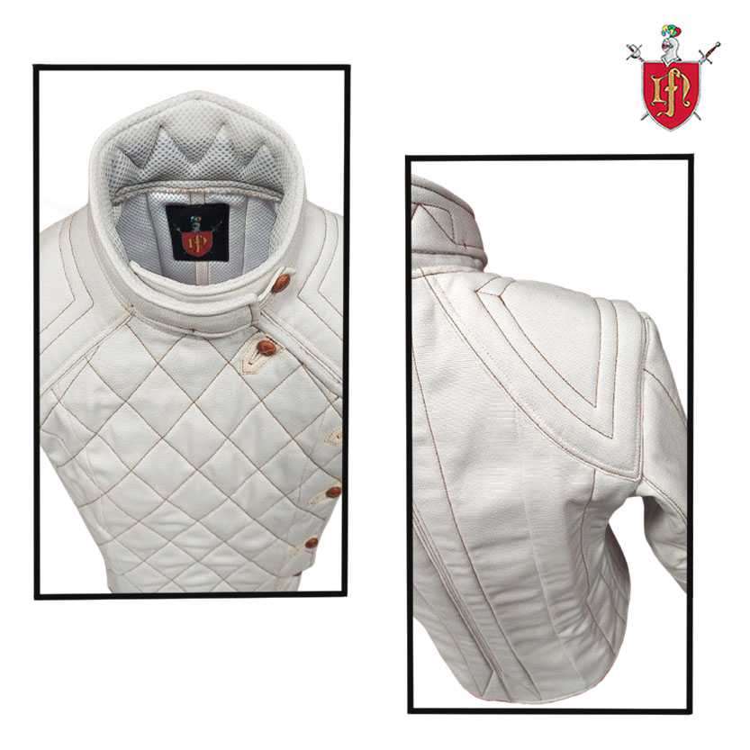 Nueva chaquetilla de esgrima.
nicofuduli.com/store/chaqueti…
Ref.: 112CHRM095112 Chaquetilla de esgrima histórica color blanco para mujer.
Confección individual a medida.
Hombreras mejoradas para absorber impactos y proteger los hombros. 
nicofuduli.com/escuelas-de-es…