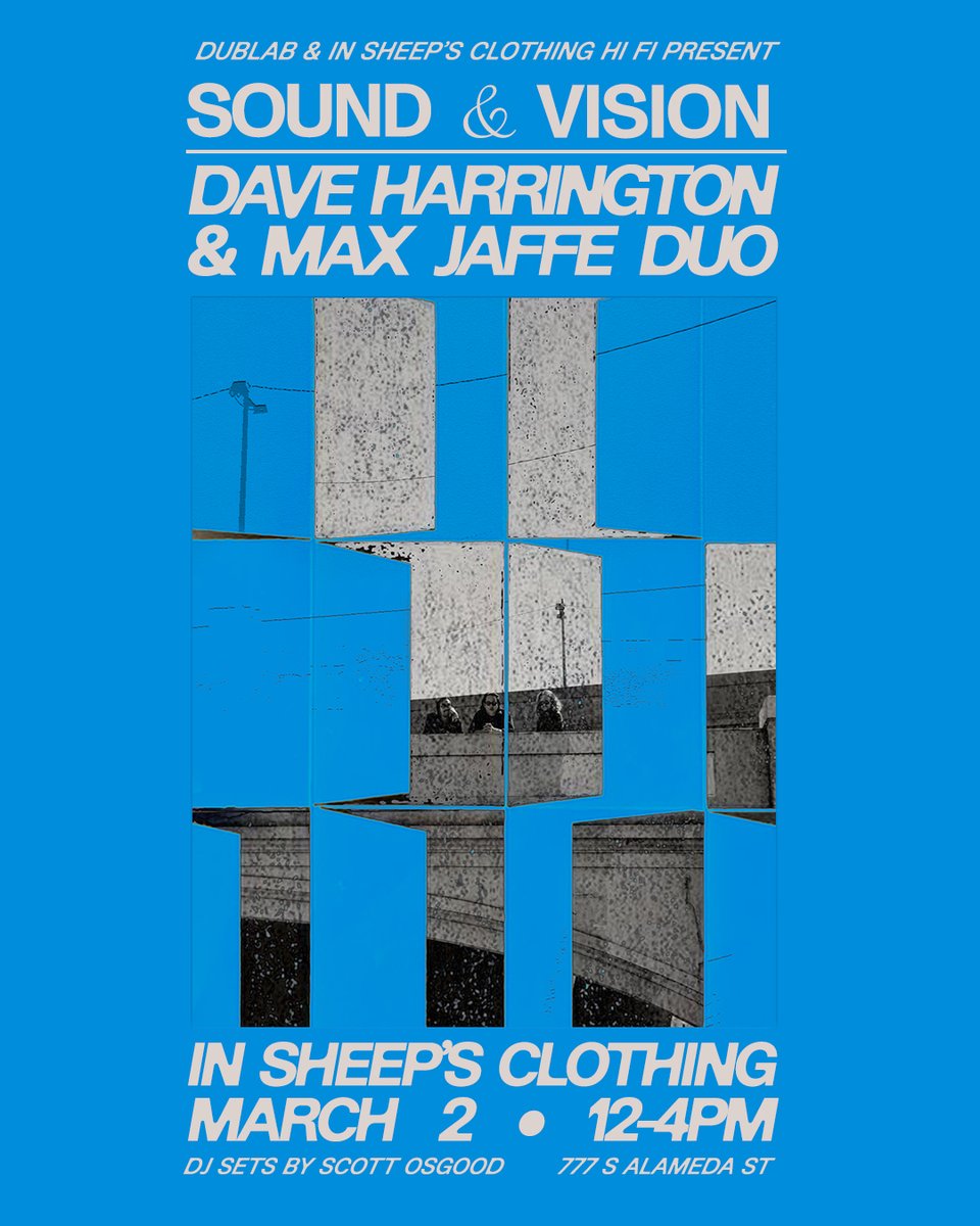 AKP Recordings (@akprecordings) on Twitter photo ⚠️3/2 <a href="/dharringtone/">Dave Harrington</a> & <a href="/max_jaffe/">Max Jaffe</a> Duo perform a FREE live show at 𝕊𝕠𝕦𝕟𝕕 & 𝕍𝕚𝕤𝕚𝕠𝕟 <a href="/dublab/">dublab</a> x <a href="/insheepshifi/">In Sheep's Clothing hifi</a> <a href="/rowdtla/">ROWDTLA</a>.
DJ sets by Scott Osgood from AKP Recordings
12pm - 4pm
Sound & Vision
ROW DTLA
777 S Alameda St ⚠️3/2 <a href="/dharringtone/">Dave Harrington</a> & <a href="/max_jaffe/">Max Jaffe</a> Duo perform a FREE live show at 𝕊𝕠𝕦𝕟𝕕 & 𝕍𝕚𝕤𝕚𝕠𝕟 <a href="/dublab/">dublab</a> x <a href="/insheepshifi/">In Sheep's Clothing hifi</a> <a href="/rowdtla/">ROWDTLA</a>.
DJ sets by Scott Osgood from AKP Recordings
12pm - 4pm
Sound & Vision
ROW DTLA
777 S Alameda St
