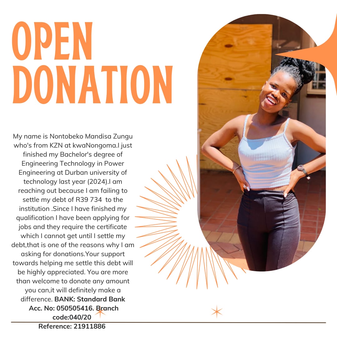 MandisaZun27911's tweet image. Hey

I&apos;m reaching out for help. I&apos;ve got an outstanding balance at DUT and I&apos;m struggling to pay. Any assistance or sponsorship would be a huge blessing. Thank You

#FinancialAssistance #StudentSupport #AssistantNeeded