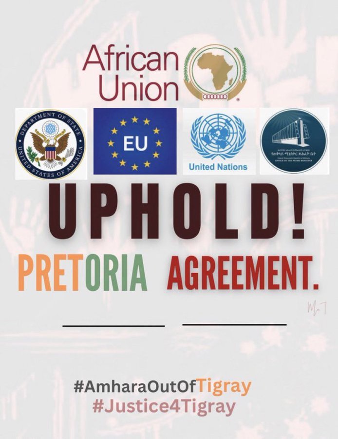 Romhai_H's tweet photo. Day 1572 of the #TigrayGenocide:

"African solutions to African problems” must not mean inaction! The @_AfricanUnion and @UN must demand #Ethiopia uphold its commitments and end violations in #Tigray. Silence enables suffering.

#UpholdPretoriaAgreement 

#TigrayIsSuffering https://t.co/HZbpuHxHPv