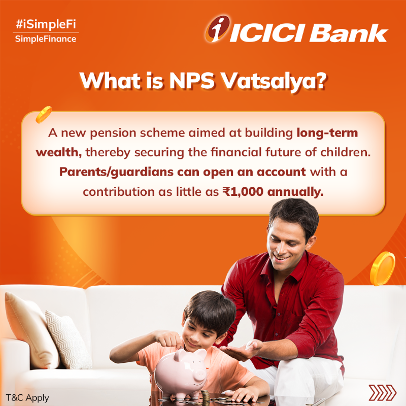 ICICIBank's tweet photo. Secure Your Child’s Future with NPS Vatsalya 🎓
Planning for your child’s financial future starts today. Explore how #NPSVatsalya can provide lifelong financial security and help fulfil their dreams.
Learn more: https://t.co/KWwYvGpz9b
T&C Apply
#ICICIBank #iSimpleFi