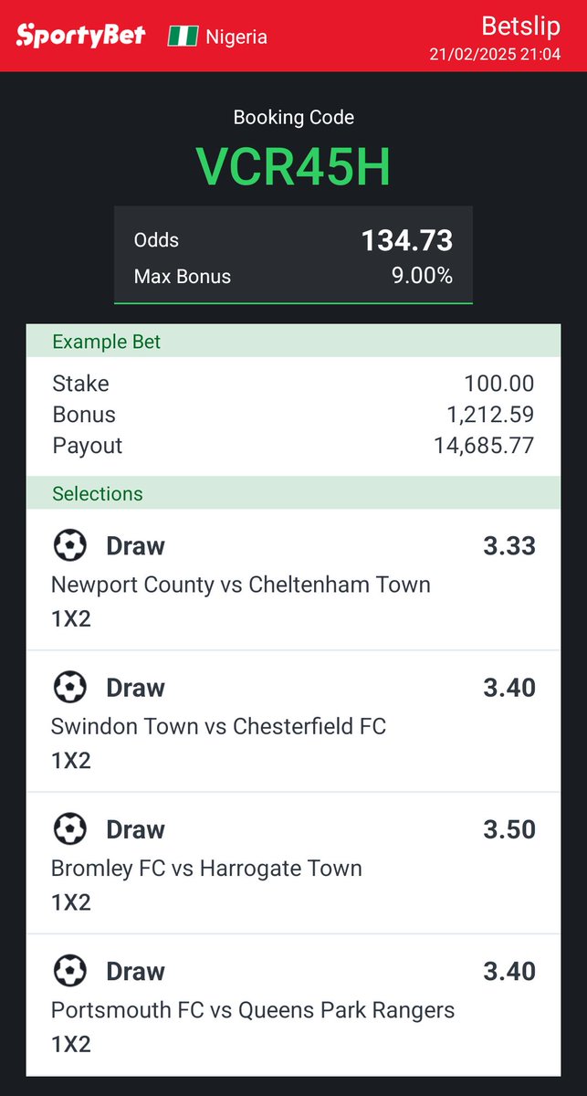 Hey check out the bet I just placed on Sportybet! sportybet.com/ng/?shareCode=…