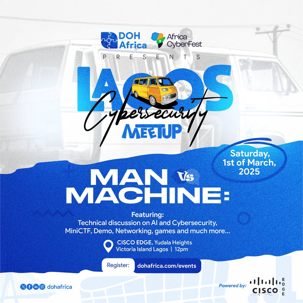 🚀 Leaving Abuja... 🛫
🎯 Landing in Lagos... 🛬

Lagos, are you ready?! 🔥

The Lagos Cybersecurity Meetup is here! An opportunity to build meaningful connections beyond the screen within the cybersecurity industry.

🔹 Let’s meet, share knowledge, create lasting experiences and