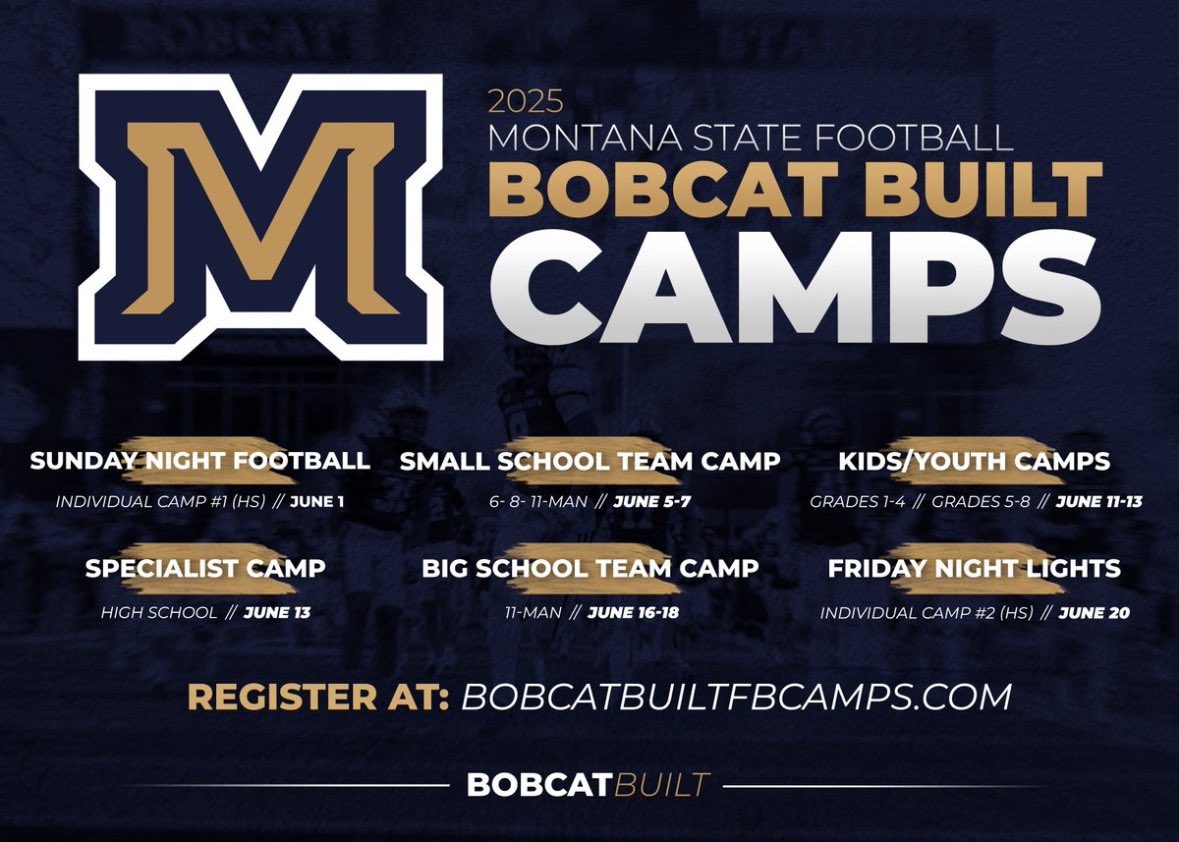 Cannon Garday (@cannongarday22) on Twitter photo Looking forward to competing at <a href="/MSUBobcats_FB/">Montana State Football</a> camp. Thanks <a href="/C_Arbizzani/">Chandler Arbizzani</a> for the invite. <a href="/coach_jayOh23/">Coach Jody Owens</a> <a href="/CoachHowe/">Shawn Howe</a> <a href="/coachthomasfb/">Colin Thomas</a> <a href="/Coach_VanBuren/">Andrew Van Buren</a> <a href="/LibertyFBLions/">Liberty Lions Football</a> <a href="/stephaunpeters/">Stephaun Tank Peters</a> <a href="/alpha_lbu/">Jason Bowman</a> Looking forward to competing at <a href="/MSUBobcats_FB/">Montana State Football</a> camp. Thanks <a href="/C_Arbizzani/">Chandler Arbizzani</a> for the invite. <a href="/coach_jayOh23/">Coach Jody Owens</a> <a href="/CoachHowe/">Shawn Howe</a> <a href="/coachthomasfb/">Colin Thomas</a> <a href="/Coach_VanBuren/">Andrew Van Buren</a> <a href="/LibertyFBLions/">Liberty Lions Football</a> <a href="/stephaunpeters/">Stephaun Tank Peters</a> <a href="/alpha_lbu/">Jason Bowman</a>