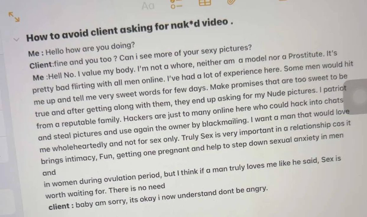 How to avoid clients asking for nude