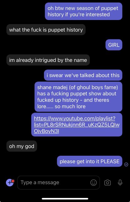 sitcomvamps's tweet image. had to let the work bestie know #puppethistory @wearewatcher