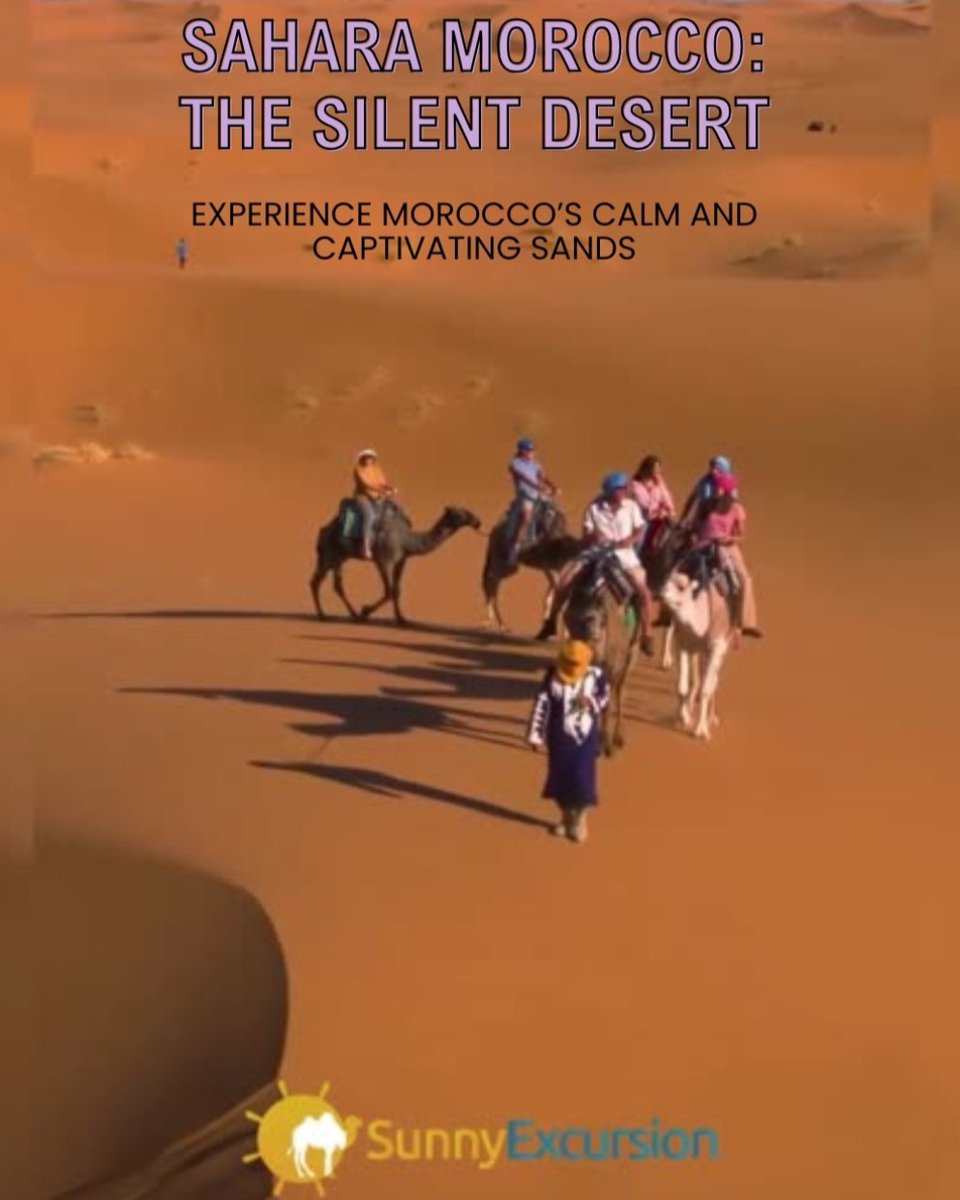 ExcursionSunny's tweet image. Embark on the adventure of a lifetime in Morocco’s mesmerizing desert! Ride camels across golden dunes at sunnyexcursion.com.

#Morocco #DesertAdventure #TravelGoals #SaharaDesert #SunnyExcursion #ExploreMorocco #AdventureSeeker #BucketListTravel #CamelRide