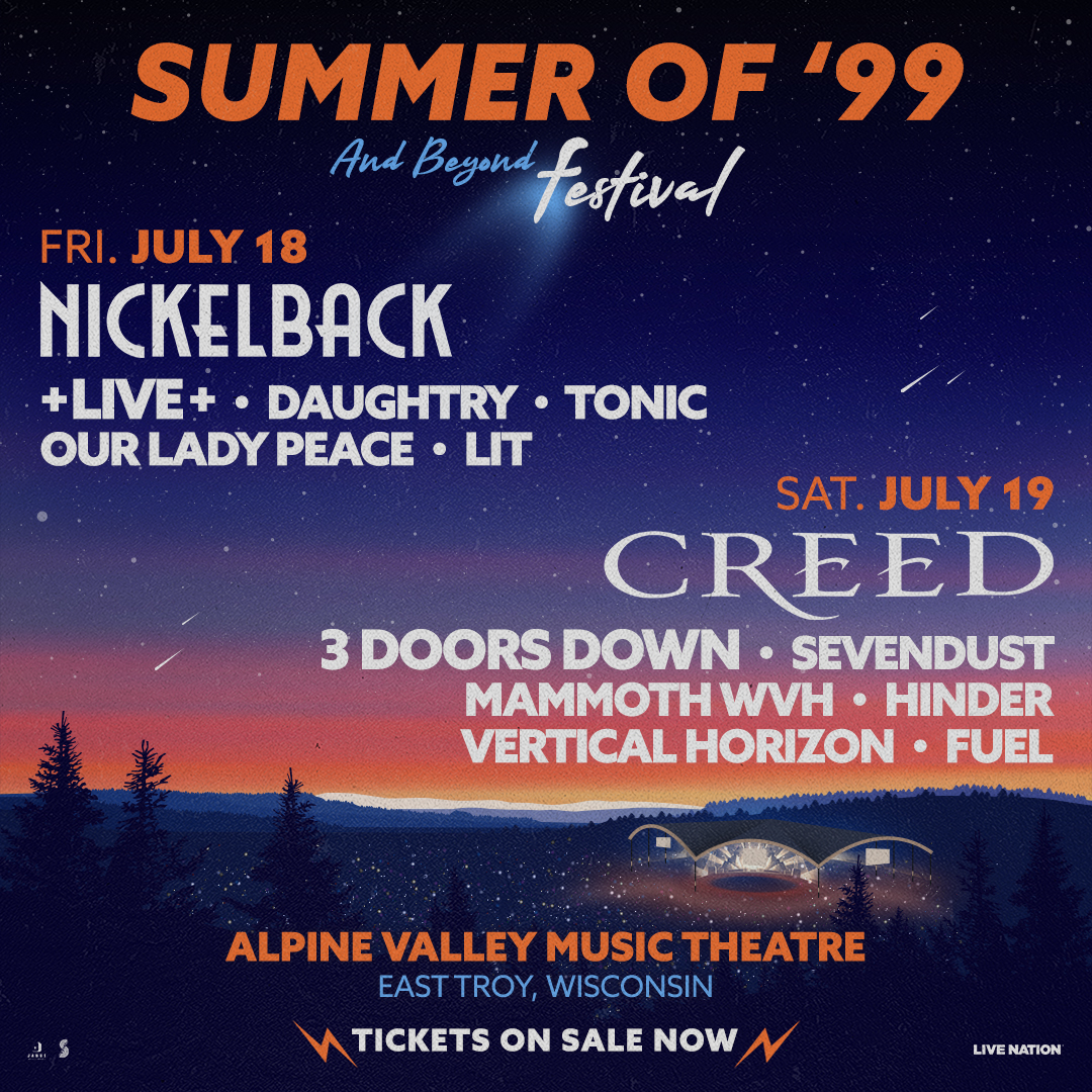 Tickets for the Summer of '99 And Beyond Festival are on sale NOW! See you in Wisconsin this July! 🤘 3doorsdown.com