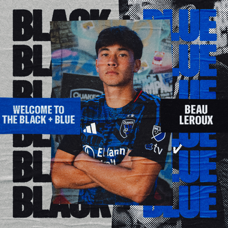 SJEarthquakes's tweet photo. 𝙒𝙚𝙡𝙘𝙤𝙢𝙚 𝙩𝙤 𝙩𝙝𝙚 𝘽𝙡𝙖𝙘𝙠 𝙖𝙣𝙙 𝘽𝙡𝙪𝙚! ⚫️🔵

🗞️ | #Quakes74 Sign @n_fernandez6, @beau_leroux, Francesco Montali to First Team.