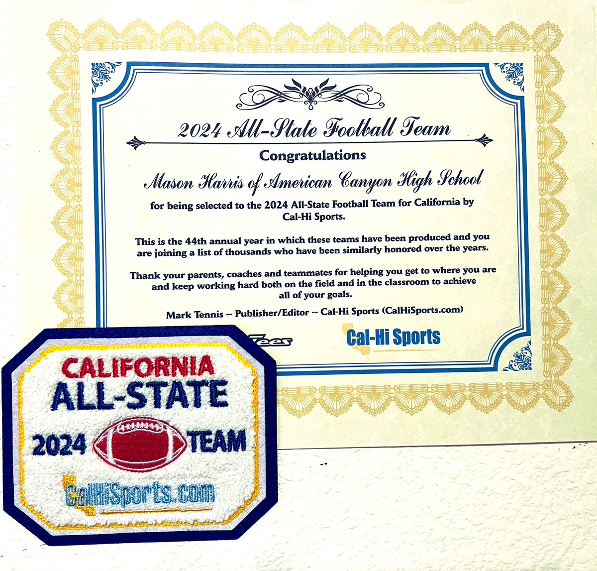 Mason Harris (@masonharris2025) on Twitter photo Thank you <a href="/CalHiSports/">Cal-Hi Sports</a> for the honor of being selected for the 2024 ALL-STATE team! Huge honor but only possible with the best teammates and coaches. <a href="/ACHS_Wolves_FB/">American Canyon High School Football</a> Thank you <a href="/CalHiSports/">Cal-Hi Sports</a> for the honor of being selected for the 2024 ALL-STATE team! Huge honor but only possible with the best teammates and coaches. <a href="/ACHS_Wolves_FB/">American Canyon High School Football</a>