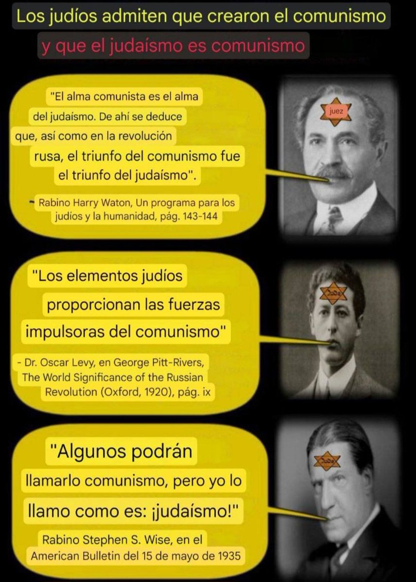 EL QUE QUIERA VER QUE VEA:

"El comunismo ha sido inventado por juɗíos, ha sido y es propagado por juɗíos y sirve únicamente a los intereses del juɗaísmø político que quiere hacerse del dominio absoluto del mundo." ✡️

T. Romanescu, Traición a Occidente.