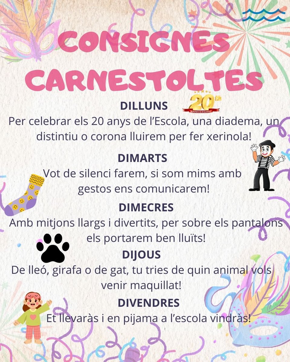 🎭🎉 El Carnestoltes ja és aquí! 🎉🎭

El rei de la disbauxa ha arribat per posar-ho tot potes enlaire! 🤪💃 Ens ha saludat, ha ballat amb nosaltres i ens ha donat una ordre molt clara: prou de treballar, toca festa i xerinola! 🎊🥳
#Carnestoltes #Xerinola #EscolaMarinaMontgat