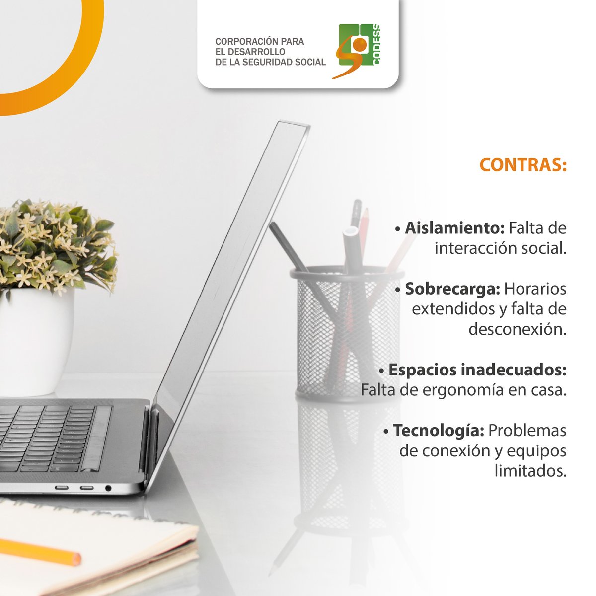 codessco's tweet image. El teletrabajo tiene muchos beneficios, pero también retos que tu empresa debe gestionar. En CODESS te ayudamos a encontrar el balance. ⚖️
🌐 Contáctanos y descubre cómo promover el bienestar laboral en tu empresa.

#TeletrabajoProductivo #BienestarLaboral #CODESS