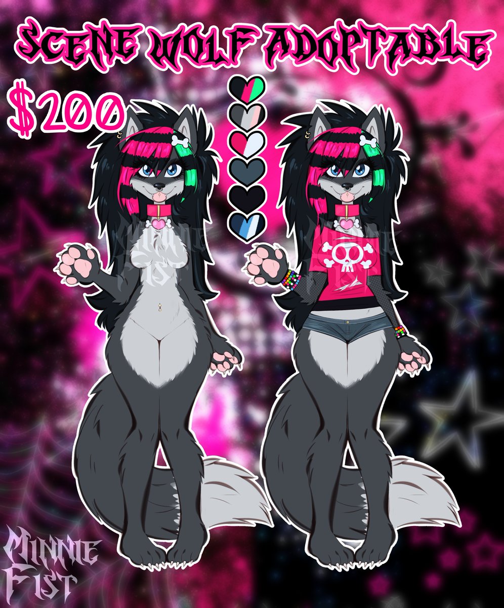 minervering's tweet image. ☠️🩷 Scene/Wolf Furry Adopt 🩷☠️

contact me through dms!

#adoptable #adoptables #furryadoptable #anthro