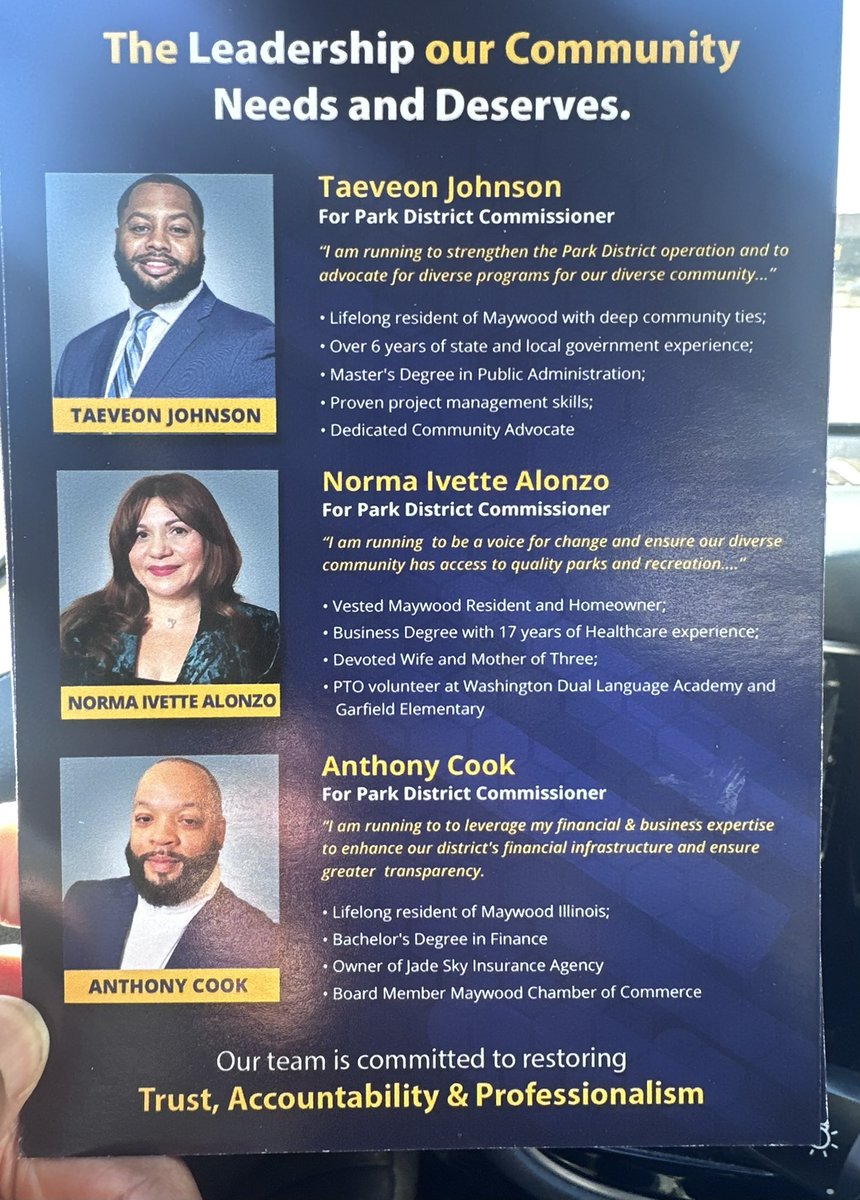 _anthony_cook's tweet photo. Leadership our community needs and deserves #Maywood #ParkDistrict #election https://t.co/Yxf0k7Odxv