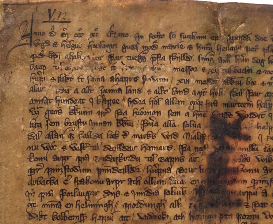 charter written in Iceland, St Swithun's Day, 1311; chant for Advent Sunday on the back (/front?) #fragmentfriday handrit.is/manuscript/vie…