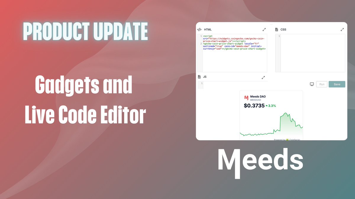 🤯 Something Big Just Landed in Meeds Community Hubs… 

You can now embed live crypto tickers, animated banners, interactive polls, &amp; more right inside your hub!  Meet Gadgets, your new tool for ultimate customization.

⚡ Ready to see it in action? Read more 👇

🔗