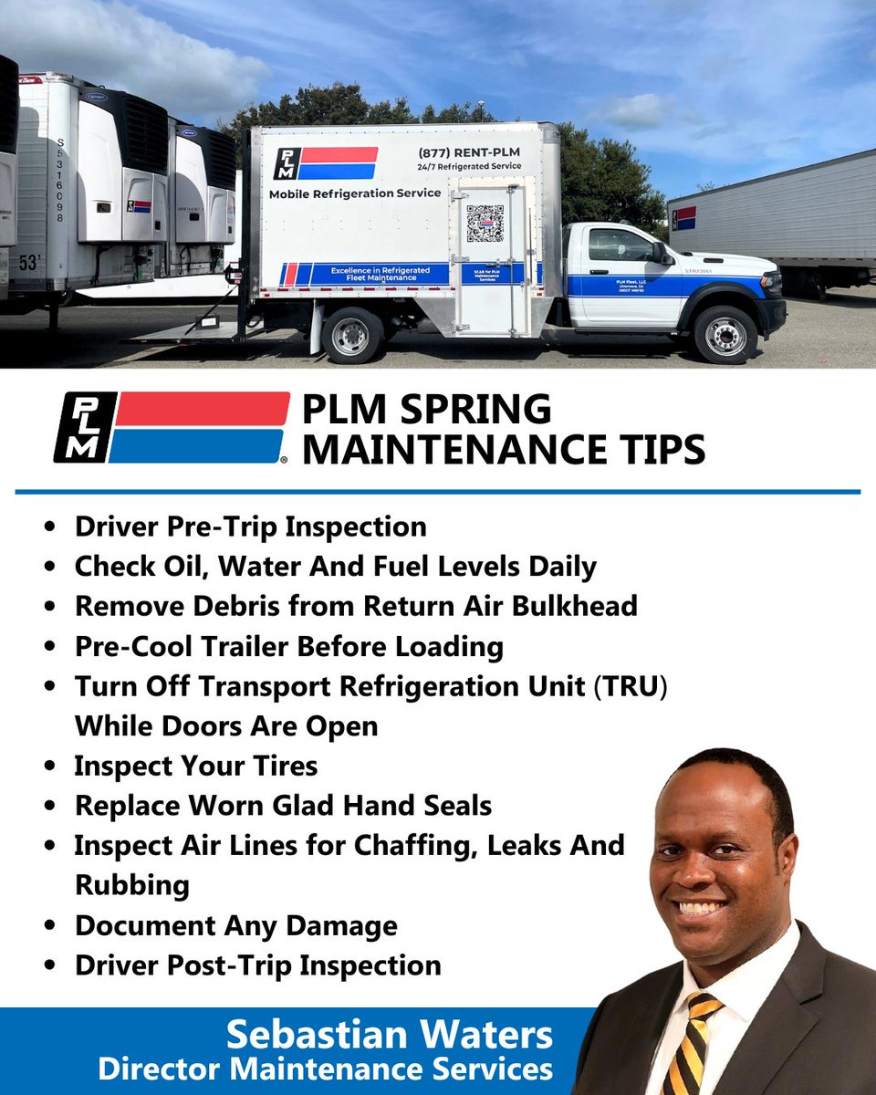 What should be on your spring maintenance check list for your refrigerated trailers? See below some tips from our Sebastian Waters, Director of Maintenance Services - East.

Have maintenance questions? Contact our maintenance team: (877) RENT-PLM, ext. 4