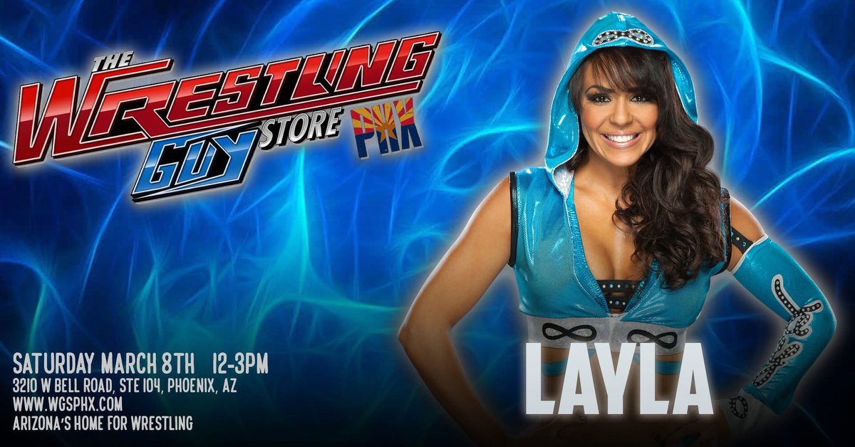 WrestlingGuyPHX's tweet photo. We are proud to announce this in-store appearance with former WWE Divaβs & Womanβs Champion, Layla Saturday, March 8th, 2025 to meet with fans, sign autographs and take pictures.
Saturday, March 8th, 2025 from 12-3PM
This is going to be a Flawless event! #wgsphx https://t.co/bsVmJiNBSK