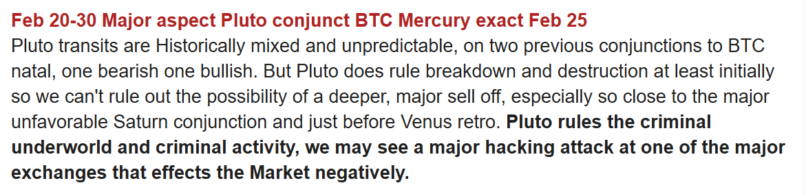 I wanted to give props to <a href="/AstroCryptoGuru/">Crypto Damus</a> whose monthly Financial Astrology report called both the event and specific time frame of today's Bybit hack to a T. I highly recommend you subscribe to his research. It's eerily on point with moments like this.