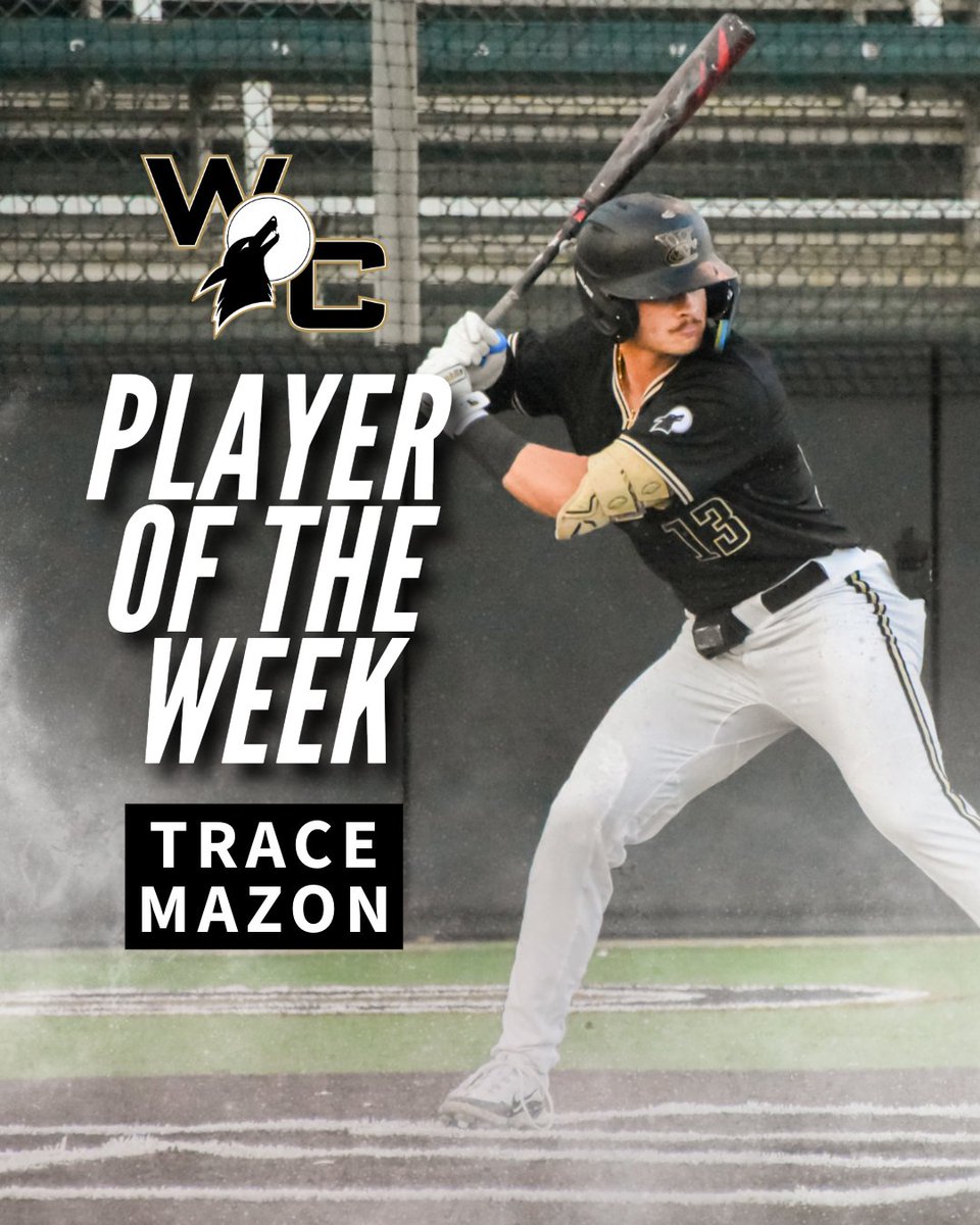 WC Coyote Athletics (@wccoyotes) on Twitter photo Hot streak! Trace Mazon (.667 BA) earns NTJCAC Position Player of the Week! ⚾️ Third straight weekly honor for <a href="/WCoyoteBaseball/">Weatherford College Baseball</a>. Details: bit.ly/4gRCW10 Hot streak! Trace Mazon (.667 BA) earns NTJCAC Position Player of the Week! ⚾️ Third straight weekly honor for <a href="/WCoyoteBaseball/">Weatherford College Baseball</a>. Details: bit.ly/4gRCW10