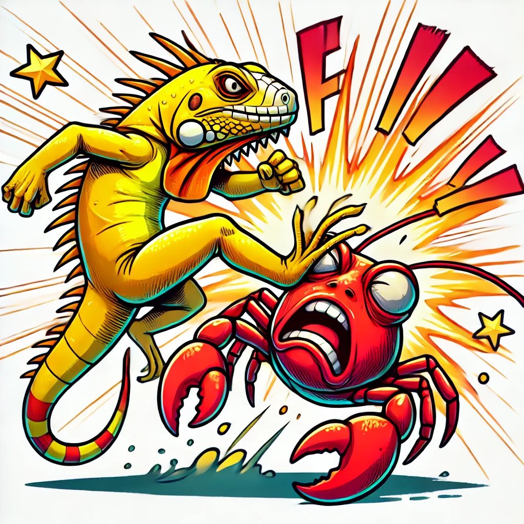 Show me an image of an image of the #Zig  #Ziglang iguana.