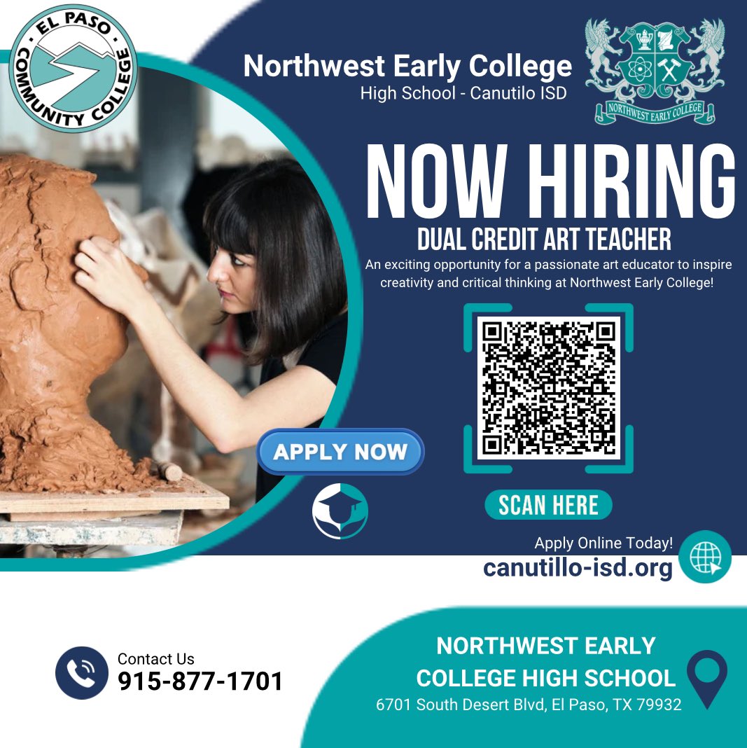 Dual Credit Biology and Dual Credit Art openings for the 2025-2026 school year. DM for more info.