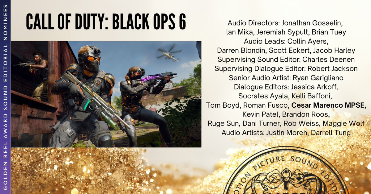 🎬 GOLDEN REEL AWARDS COUNTDOWN!

Spotlighting today: Outstanding Achievement in Sound Editing - Game Dialogue/ADR! 🎮🎙️

#MPSE #GoldenReelAwards #SoundEditing #GameAudio #GameDialogue #VideoGames #GameSound