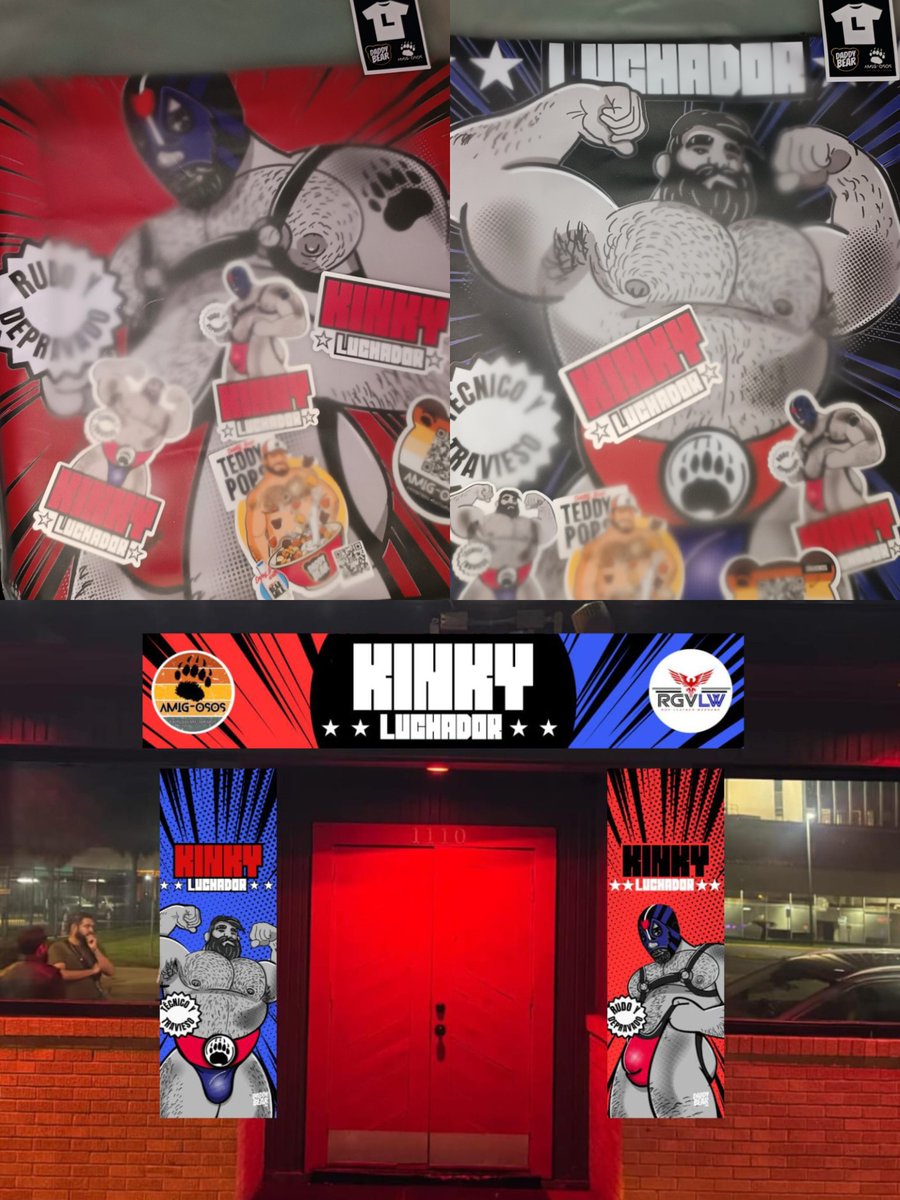 daddybearmx's tweet photo. ¡Ya en McAllen, Tex listos para el RGV LEATHER WKND! Y estoy muy contento y agradecido por la invitación a diseñar la imagen, ilustraciones y Merch para el evento "Kinky Luchador" del día de mañana. ¡Muchas gracias Amigosos Frontera Matamoros y RGV Bears #bears #bearspride #osos https://t.co/X0JFlRFyvX