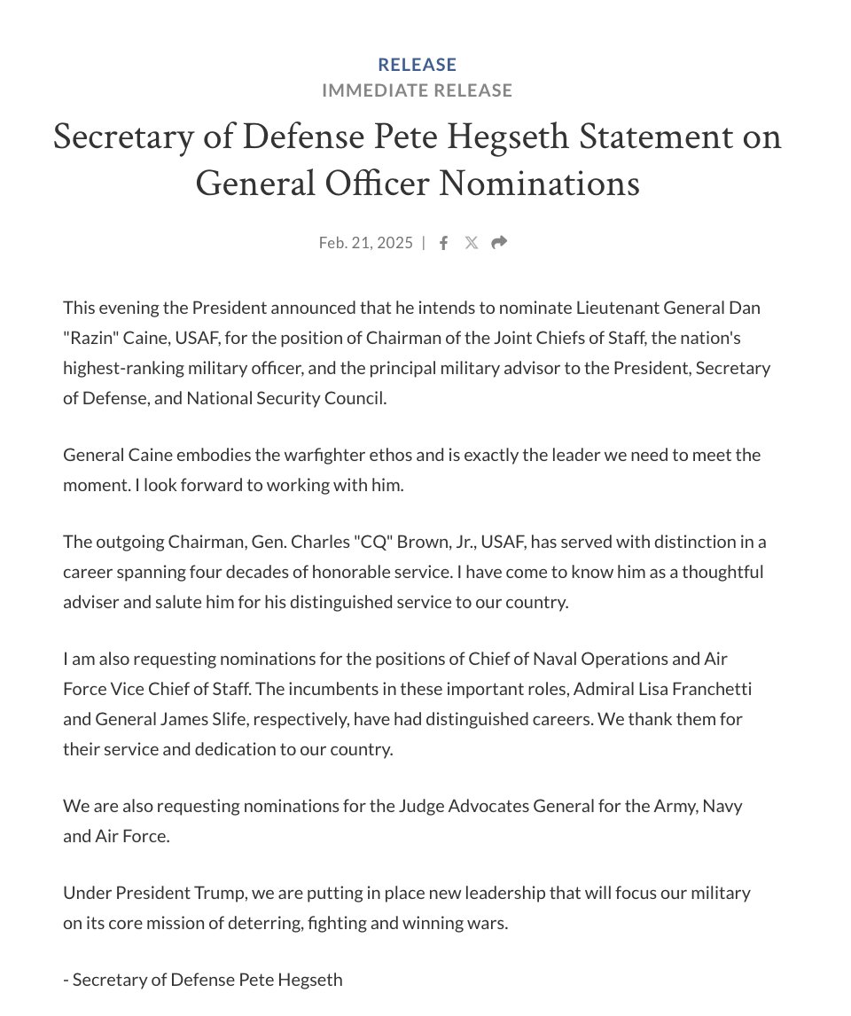 Yes, Trump fired the Chairman of the Joint Chiefs, Chief of Naval Ops, and Vice Chief of the Air Force...but they fired the top JAG's in the Army, Navy, and Air Force too. Why would you fire the top lawyers in the military? That's the part you should be asking out about. It's